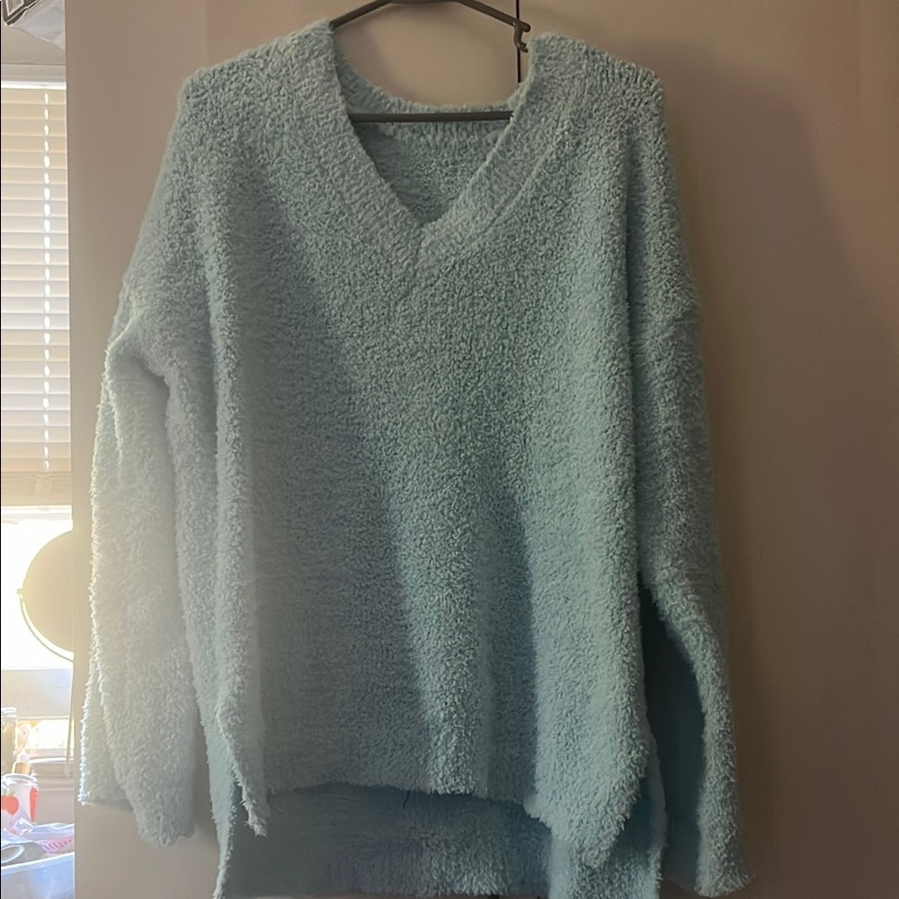 Cozy Blue V-Neck Women's Sweater